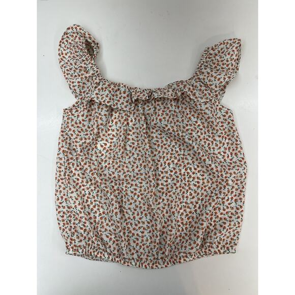 NWTs Womens Sienna Sky Blouse Size XS White Floral Off the Shoulder Button Up - Picture 11 of 12